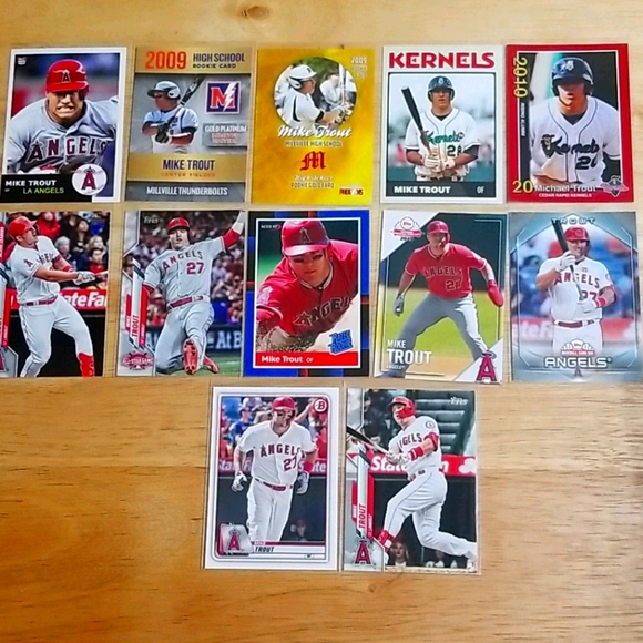12 Mike Trout cards - mixed years / brands